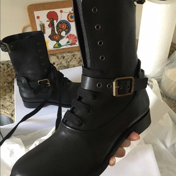 Sold - Chloe Leather Biker Boots - Picture 3 of 4